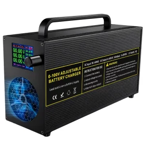 0-60V 0-40A Adjustable LiFePO4 Lithium Rechargeable Lead Acid Battery High Power Smart Charger for Golf Carts EVs