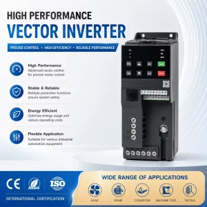 0.75-2.2kW Single Phase and Three Phase Frequency Converter 50/60Hz Vector Control IP30 CE Certified Electric Transmission