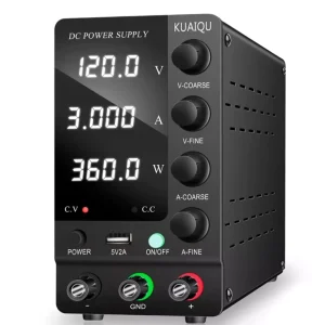 0~120V 0~3A DC Bench Power Supply Variable with 5V 2A USB Output Interface for Testing Charging and Repairing