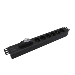 1.5U 19 Inch Rackmount German Type 6 Ways with 1P Circuit Breaker Power Outlets PDU