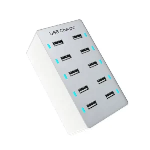 10-Port USB Wall Charger 50W 2.4A Laptop Adapter with LED Light