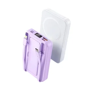 10000mAh Magnetic Wireless Charging Li-Polymer Battery Bank Custom Logo Built-in Cables Stand 20W Fast Charging Portable