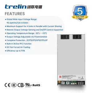 1000W A-1000FKK AC-DC SMPS Equivalent to RSP-1000 Switching Power Supply Active PFC for Energy Storage & Laser CE RoHS