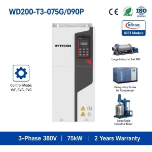 100HP 125HP AC Drive Motor Speed Controller VSD System 75kW 90kW VFD 3-Phase 380V Frequency Inverter