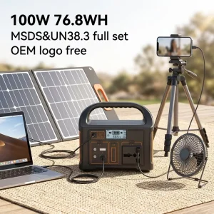 100W 76.8WH Portable Power Station Rechargeable by Solar Charger DC AC USB Lifepo4 Power Station for Camping Home Emergency Use