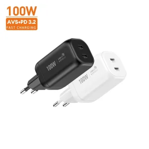 100W AVS PD3.2 Mini Charger Dual Type C 70W Wall Adapter For IPhone Samsung Galaxy Mobile Phone Charger USB C Fast Charging