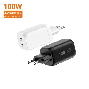100W AVS PD3.2 Mini Charger Dual Type C 70W Wall Adapter For IPhone Samsung Galaxy Mobile Phone Charger USB C Fast Charging