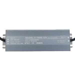 100W Aluminum Waterproof LED Power Supply IP67 DC12V/24V Constant Voltage Driver Transformer for Pool and Outdoor Lights