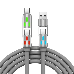 100W Fast Charging 4 in 1 USB Charging Cable Zinc Alloy Cable
