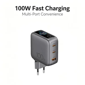100W USB C Charger with Smart Display Laptop Power Adapter 3 Port GaN Power Adapter for Fast Multi Device Charging