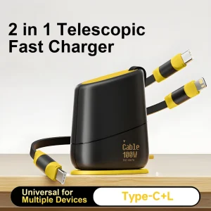 100W USB-C TPE Retractable Data Cable for Mobile Phone and Computer