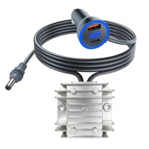 105W Aluminum Alloy Starlink Mini Vehicle Charger LED Voltmeter Plug & Play for 12V 24V Vehicles