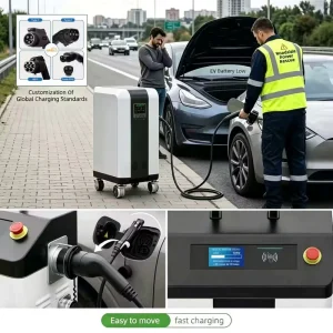 10KW 27760WH Portable Solar EV Charger Level 3 Mobile Car Battery Charger All Car Compatibility Electric Vehicle Roadside Rescue