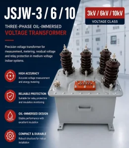 10kV Three Phase Oil Immersed Voltage Transformer JSJW 10 for Indoor Switchgear Engineering Specification