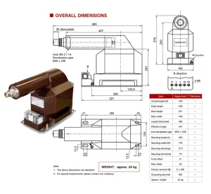 10kV Voltage Transformer JDZX15 10R with Fuse for Switchgear Engineering Specification