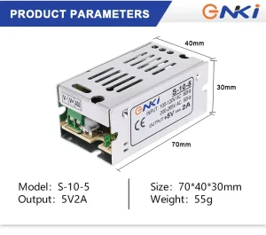 110V/220V AC 5V 2A DC Constant Voltage LED Driver Industrial Air Cooled Power Supply 50W Single Output Switched Mode