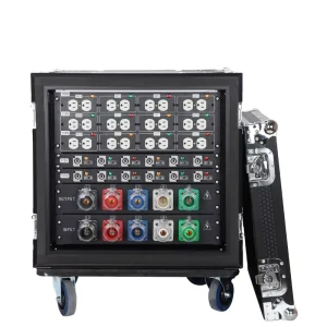 12 Channel Three-Phase 20A Edison Powercon Output 54-Socket Power Distribution Box LCD Meter Display Portable Power Unit