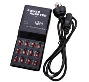 12-Port USB Charging Station 60W with Overcharge Protection for Smartphones and Tablets