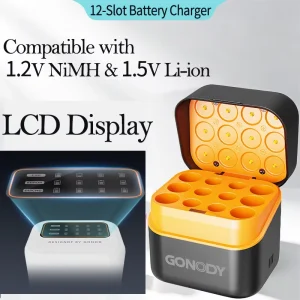 12 Slot 12AA Can Use Both For Lithium & NiMH Battery Rechargeable Battery Charger Box Universal Battery Charger With LCD DISPLAY