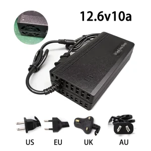 12.6V 10A Smart Li-ion Battery Charger Cooling Fan for 12V 18650 Battery Pack Power Supply Adapter for Laptop Electric Tools