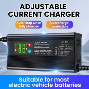 12.6V 2-8A 2-10A 2-15A 2-20A 2-25A 2-27A 13-Series Ternary Lithium Battery Adjustable 12V Lithium Battery Charger Fast Charge