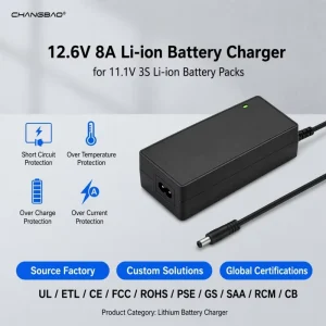 12.6V 8A Li ion Battery Charger with CC CV Charging Mode for 11.1V 3S Battery Packs
