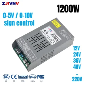 1200W 12V/24V/48V/60V/72V/80V/90V/100V/220V Switching Power Supply with 0-5V Remote Control Industrial AC DC SMPS Converter