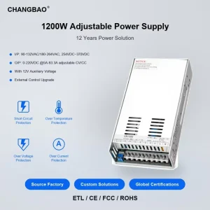1200W Adjustable AC/DC Switching Power Supply 12V 15V 24V 36V 48V 60V 72V 80V 110V 150V 220V 0-83.3A