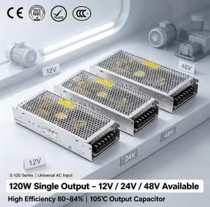 120W 12V 24V 48V PoE Switching Power Supply with Short Circuit Protection for CCTV Camera LED Lighting