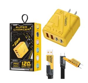 120W 4-Port Charger 2 PD and 2 QC Adapter with 4-in-1 Fast Charging Cable Combo Set