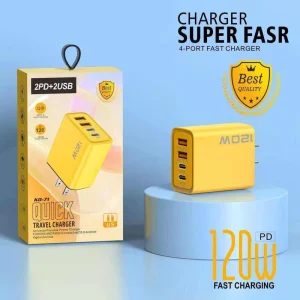 120W 4-Port USB-C PD Wall Charger with Quick Charge 3.0 and OTP Protection