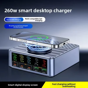120W+ 6-in-1 Smart Desktop Charging Station PD3.1 GaN Digital Display 15W Magnetic Wireless Charging for MacBook/iPhone Devices