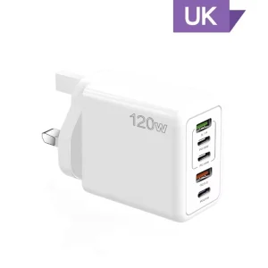 120W Fast Charger Multi Port 2 USB 3 PD Charger with Quick Charge US EU UK Socket Standard for Phone Earphone Tablet Adapter