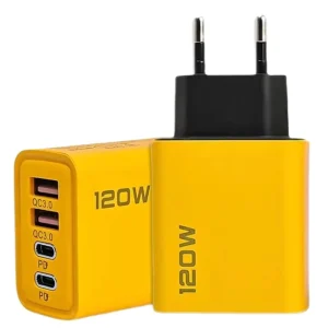 120W Fast Charging Wall Charger 2PD 2USB 5V2A EU US UK Plug QC 3.0 Type C Adapter USB-C Cell Phone USB Charger GAN Material OTP