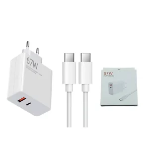 120W GaN USB Charger with Dual USB C Cable 67W Type C Power Adapter PD 3.0
