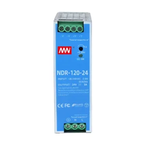 120W Slim DIN Rail Switching Power Supply 24V 5A Single Output 110-220V AC DC CCTV 0.86-0.88 Efficiency 50/60Hz NDR-120-24