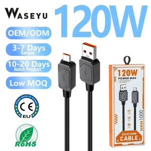 120W Smart USB Charger Cord Wire Fast Charging Soft TPE Phone Cable Mobile Phones TPE Liquid Silicone Type C Cable