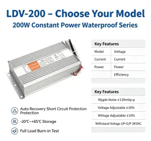 12V 16.5A 24V 8.3A IP67 Waterproof LED Power Supply 200W AC to DC Switching Driver Outdoor