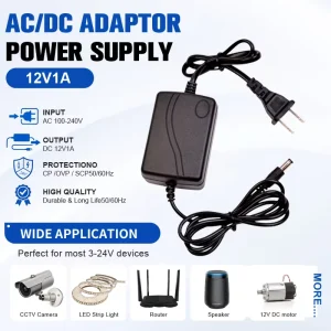 12V 1A Dual Wire Power Adapter DC Switching Power Supply for LED Strip Light CCTV Security Camera EU US Plug