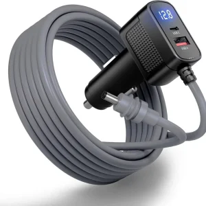 12V 24V 3 in 1 Car Charger DC Power Cable for Starlink Mini with QC 3.0 PD 30W Fast Charger with DC 5.5 2.1 Power Cord
