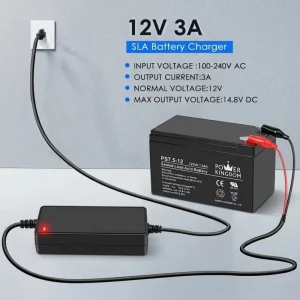 12V 3A SLA AGM Gel Battery Charger Adapter for Boat and Lawn Mower 12V 15Ah 20Ah 22Ah
