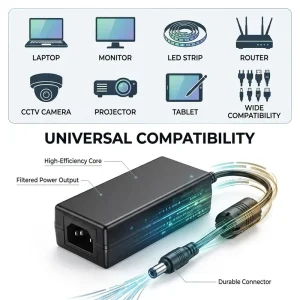 12V 5A 60W AC DC Power Adapter with Overload Protection for Laptop PC Monitor LED Desktop Factory Supply