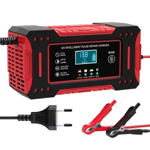 12V 6A Battery Charger Red Intelligent Pulse Repair Battery Charger Suitable for Lead acid Battery EU US Plug