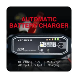 12V Car Battery Charger with Intelligent Power Control Vehicle Charger for Cars, Motorcycles, RVs and Trucks