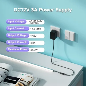 12V DC 3A 36W 60Hz ETL Listed 100 240V AC 12V Converter Class 2 Power Supply 5.5×2.1mm Jack Low Voltage LED Strip