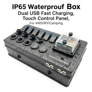 12V Dual Battery System 4WD DC Rocker Switch Power Distribution Canopy Control Box Panel with Plug for UTE Truck RV