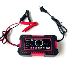 12V Smart Lead Acid Battery Charger for Electric Bike Scooter 6A Fast Charging with Fireproof Overcharge Protection