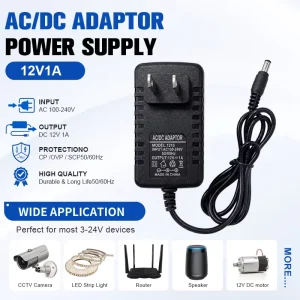 12V1A AC DC Switching Power Adapter LED Lighting Power Supply Suitable for CCTV Camera Monitor Audio Speaker
