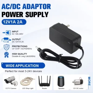 12V2A Wall Power Adapter 24W Switching Power Supply 24V1A Adapter for CCTV Camera Nail Lamp US EU UK Plug Custom