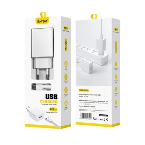 12W Wall Charger Fast Charging 5V 2.4A USB Type-C Port Adapter EU Plug for Phone Earphone Travel Micro Cable